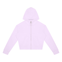 Sweat zippé crop top femme original lilas, vue de face