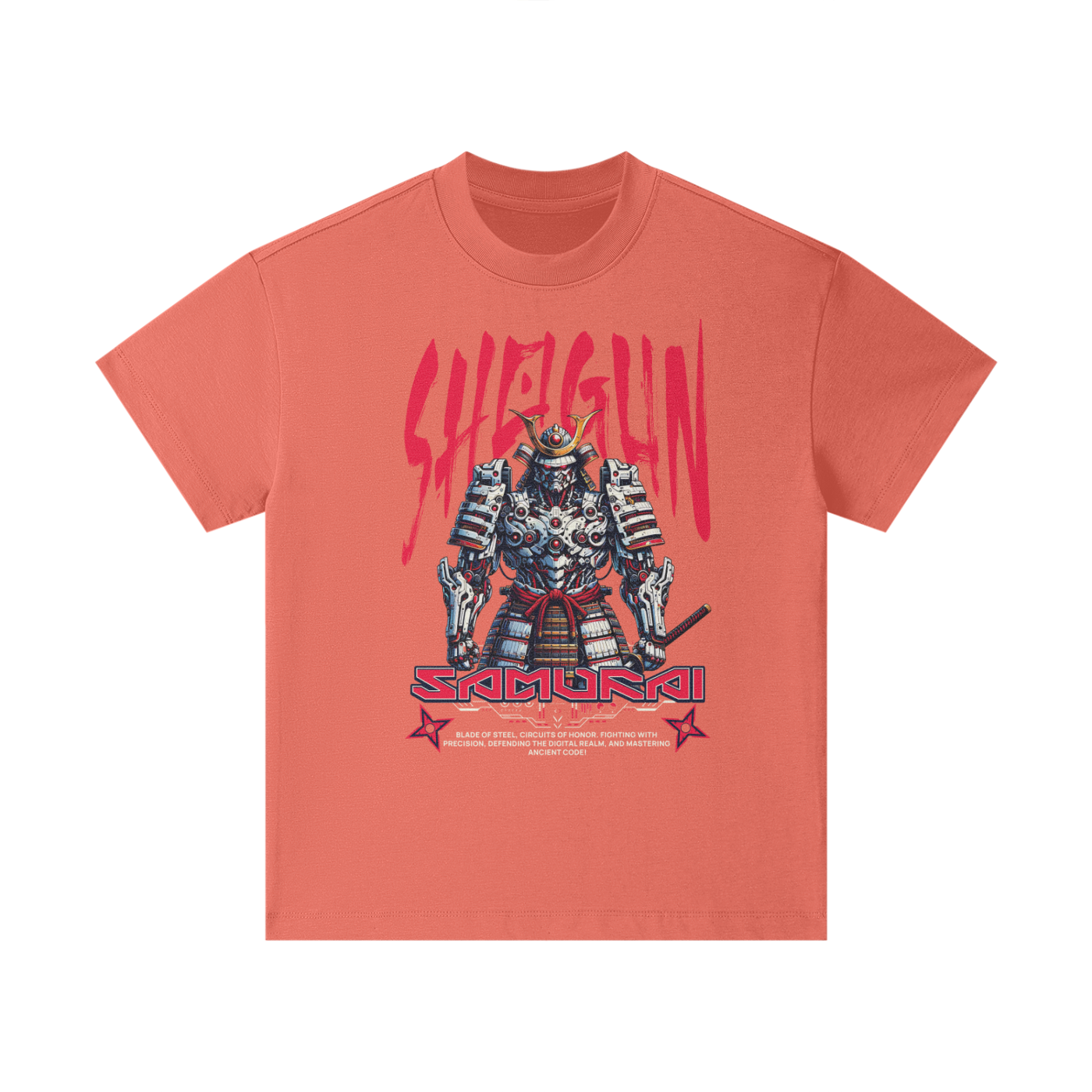 T-shirt oversized enfant Shogun - imprimé samouraï en armure et lettrage rouge