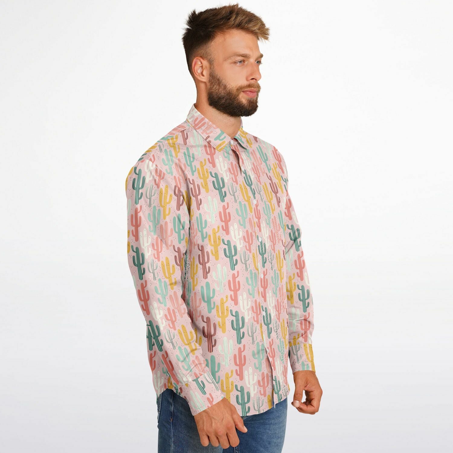 chemise rose à imprimé cactus pour homme