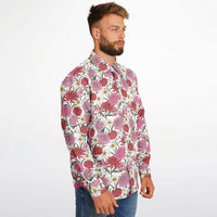 chemise printanière homme blanche à fleurs