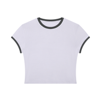 Packshot face du t-shirt ringer original femme lilas / gris foncé
