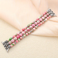 Bracelet Apple Watch en perles de jade rose, coloris rose