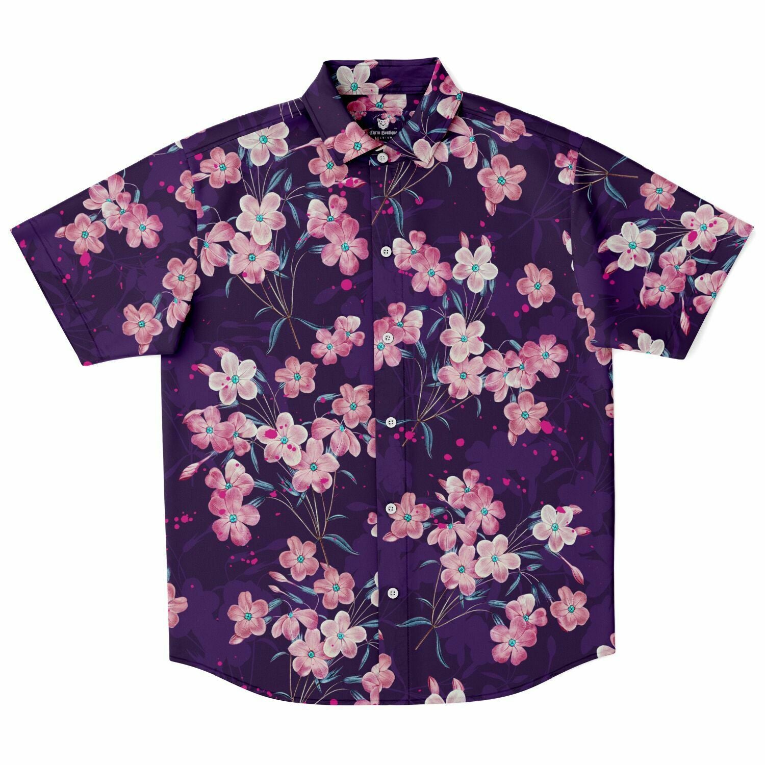 Chemise homme manches courtes à fleurs