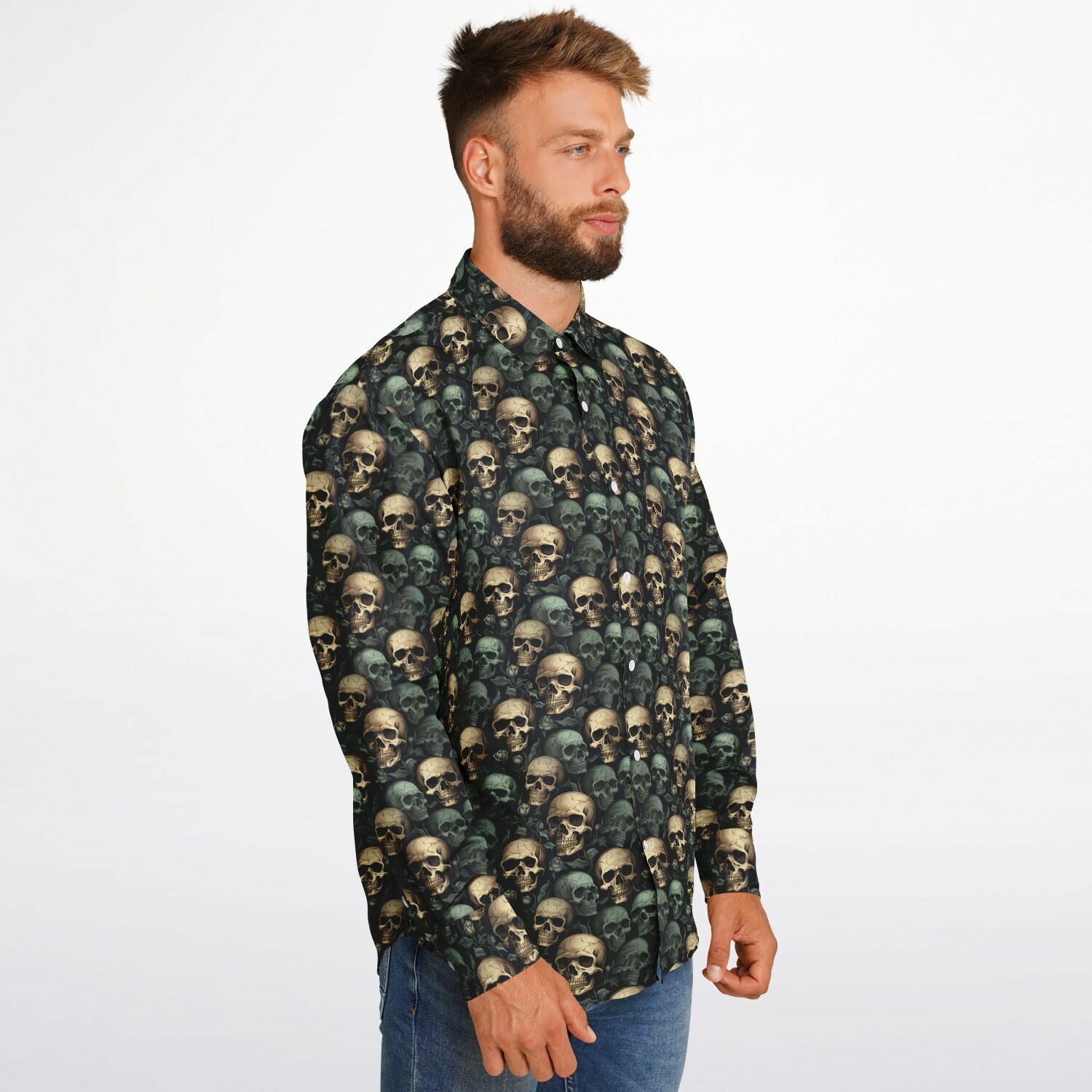 chemise noire à têtes de morts pour homme