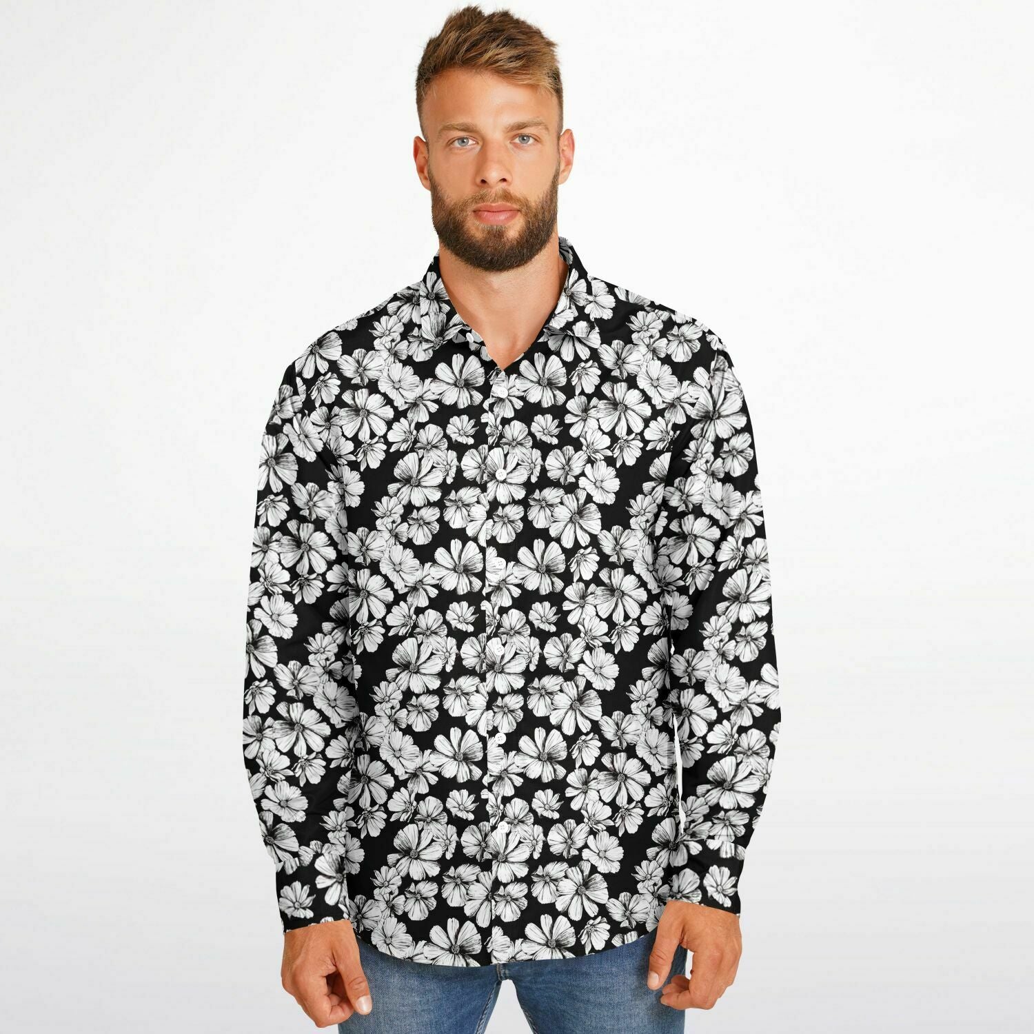 style unique chemise homme fleurs blanches