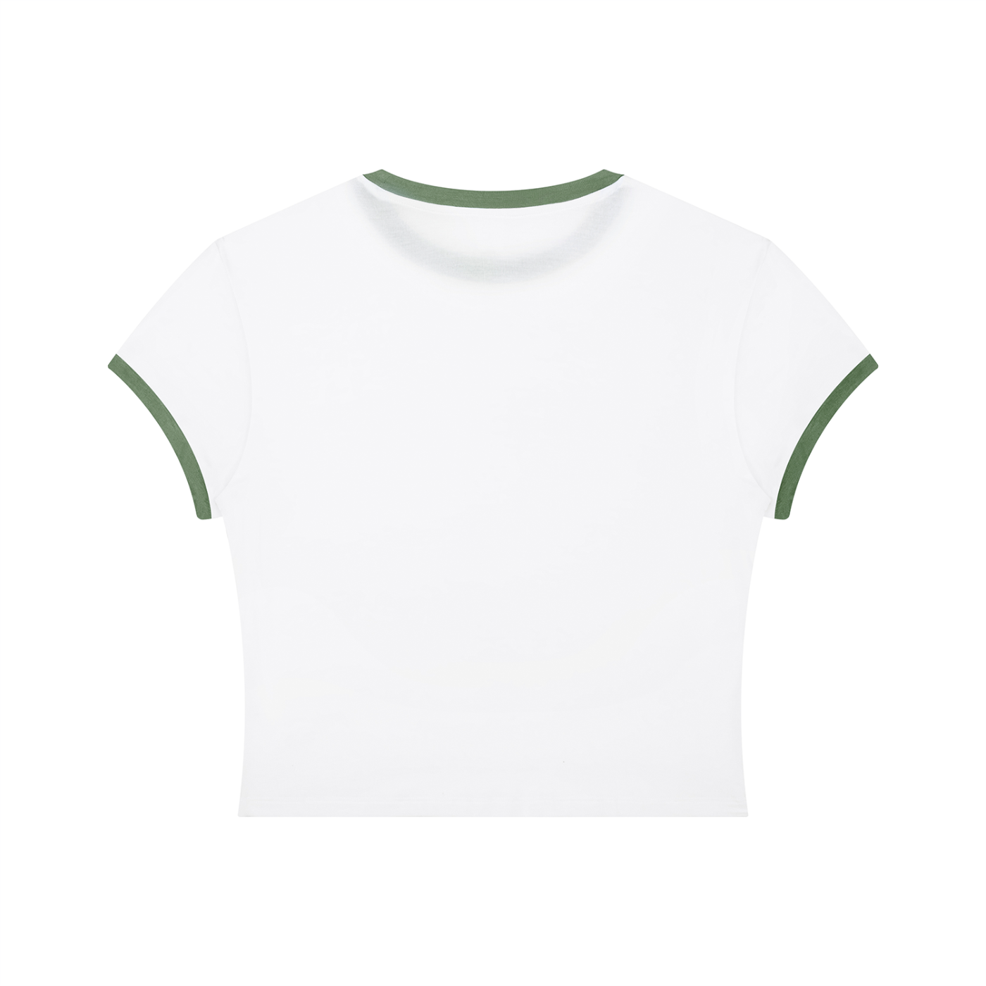 Packshot dos du t-shirt ringer original femme blanc / vert armée