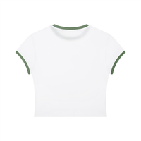 Packshot dos du t-shirt ringer original femme blanc / vert armée