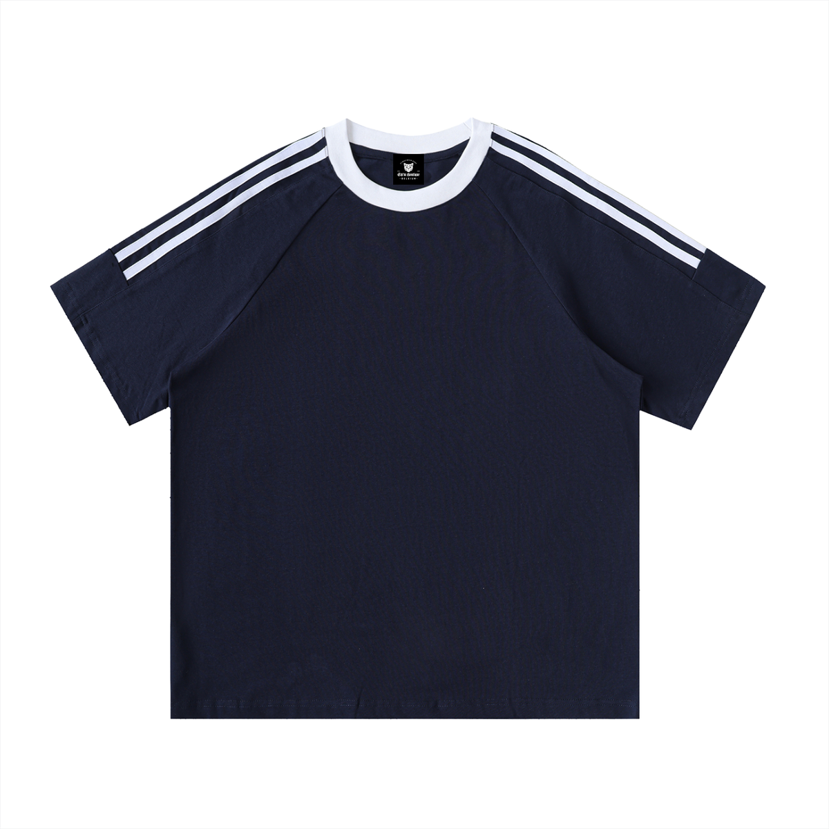 T-shirt Bandes Contrastantes Original Noir — Coton Streetwear Belge
