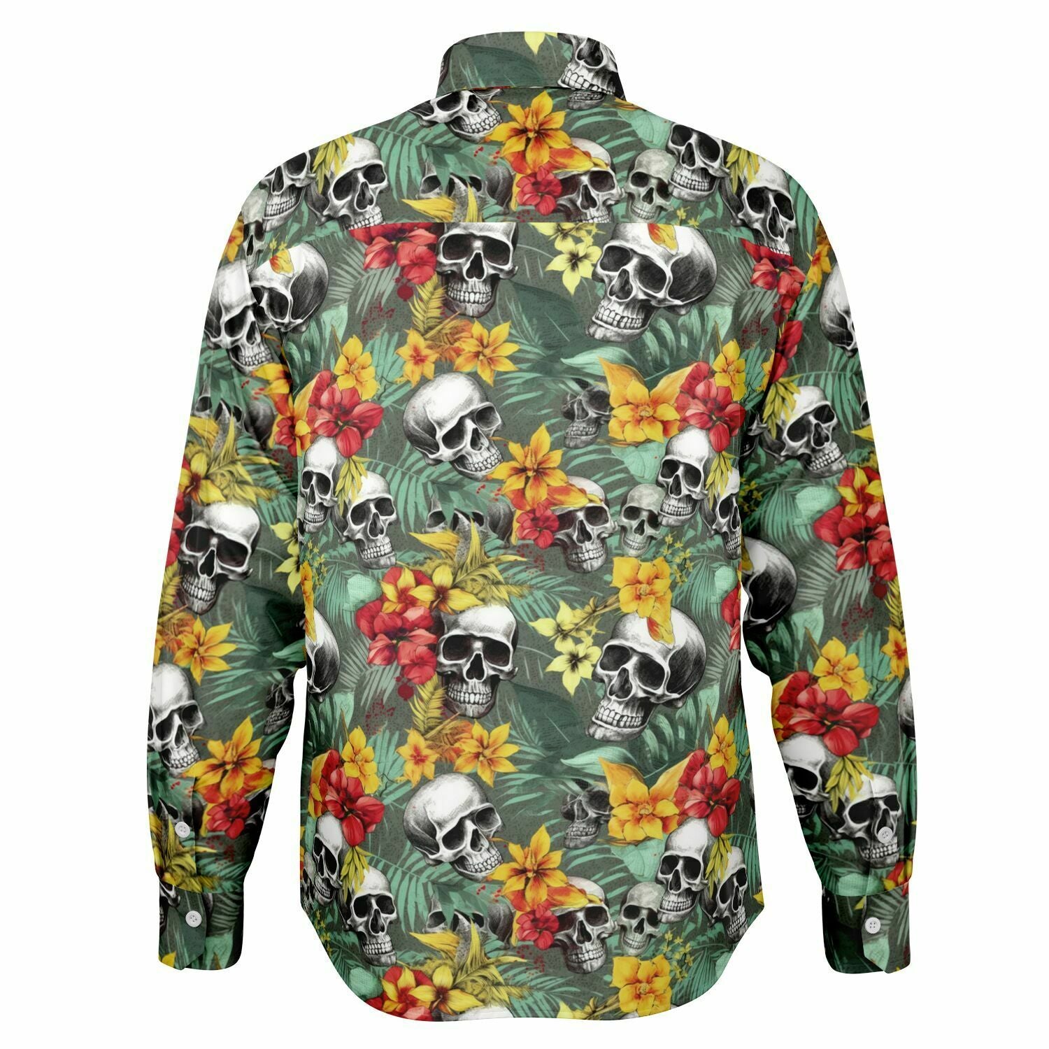 chemise homme têtes de morts fleurs