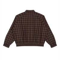 Dos de la veste Harrington à carreaux bordeaux