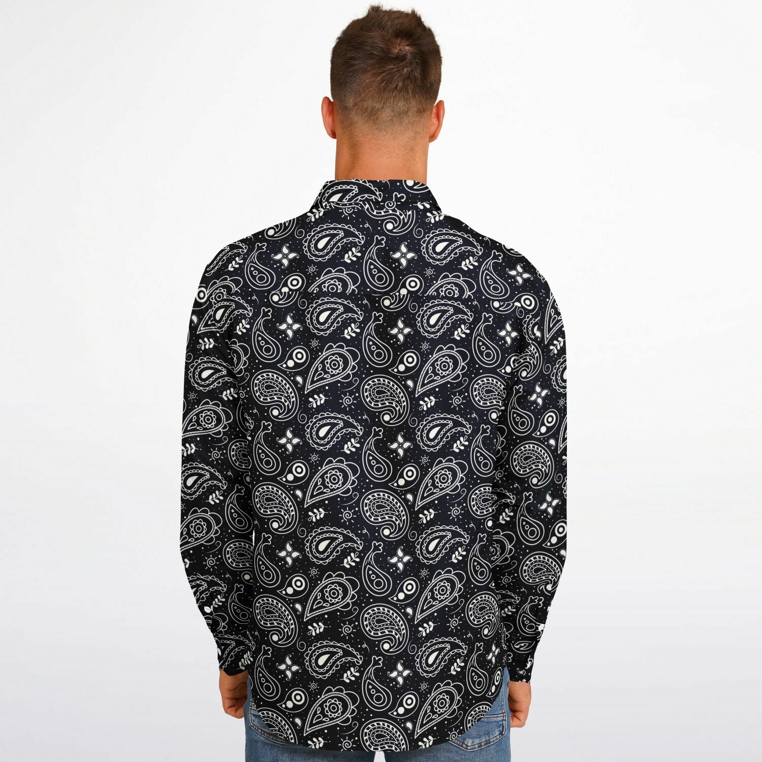 chemise de mode homme noire avec motif bandana