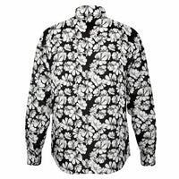 chemise noire motifs fleurs blanches pour homme