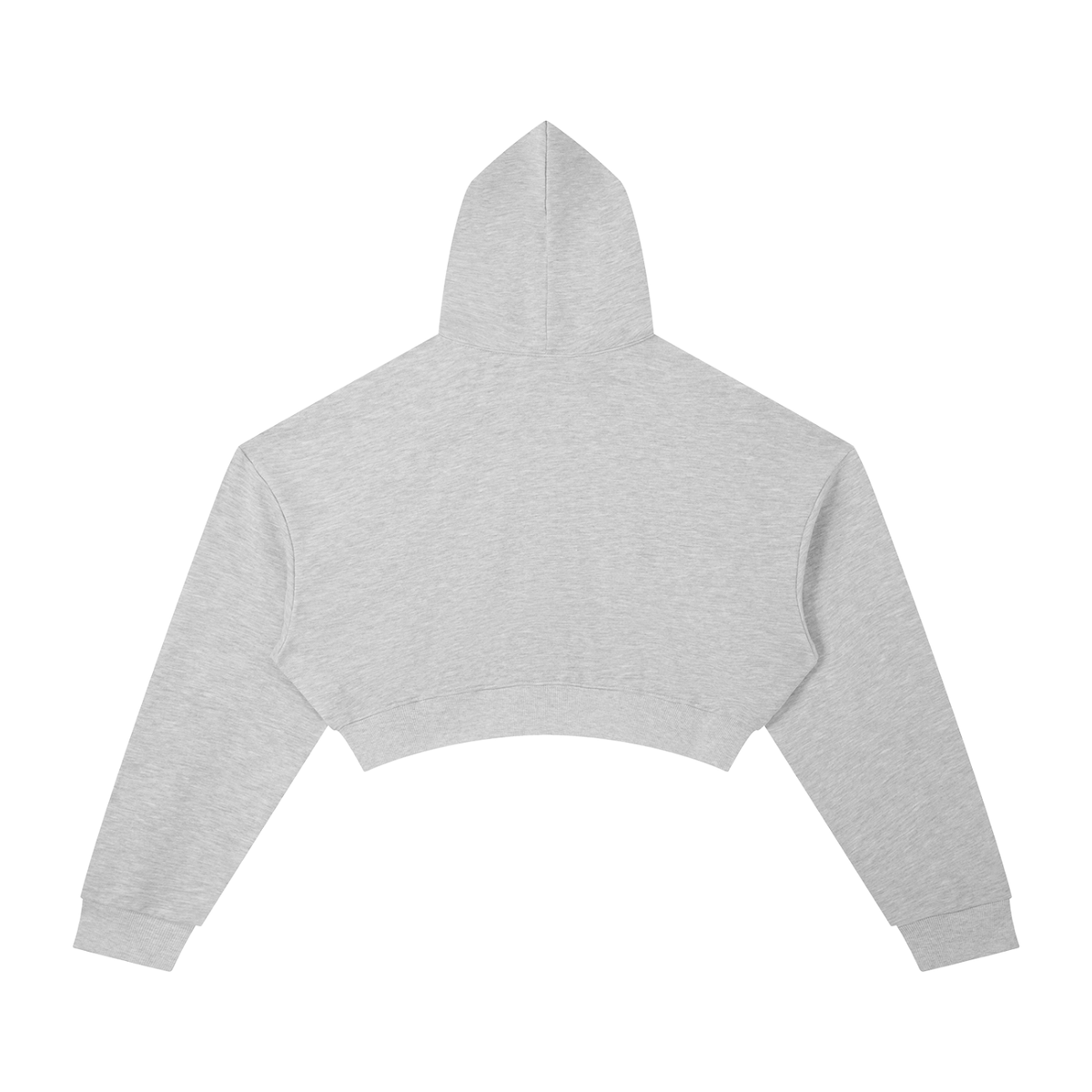 Dos du hoodie crop top femme essentiel gris chiné