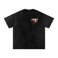 T-shirt oversized noir snow wash vu de face - petit imprimé I Don't Care Anymore sur le cœur