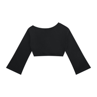 Dos du sweat crop top femme épaules dénudées manches évasées noir