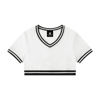 Packshot face du crop top col v original femme blanc