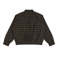 Dos de la veste Harrington à carreaux noire, manches raglan