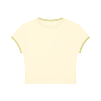 Packshot dos du t-shirt ringer original femme abricot / vert