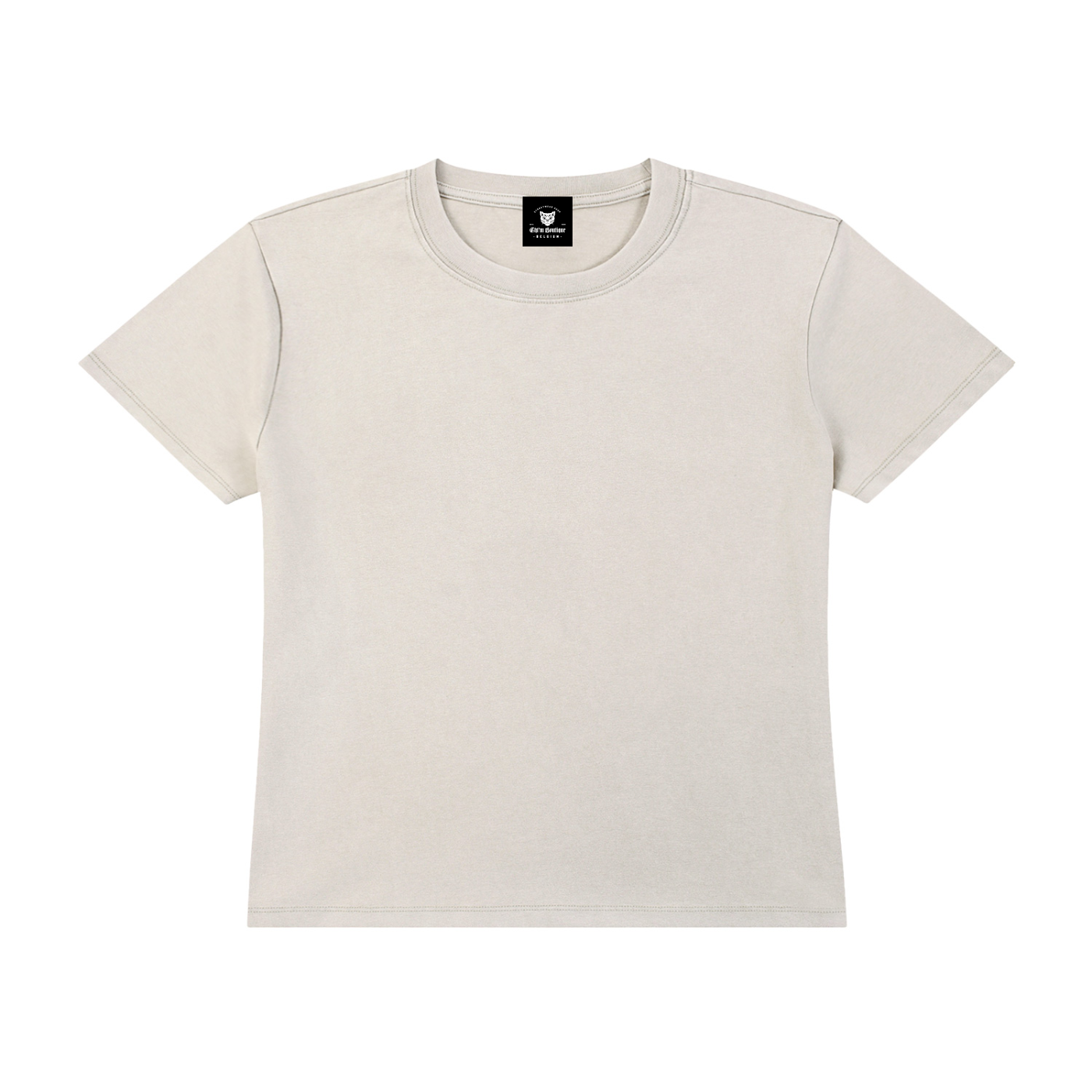 Packshot face du t-shirt délavé original abricot clair