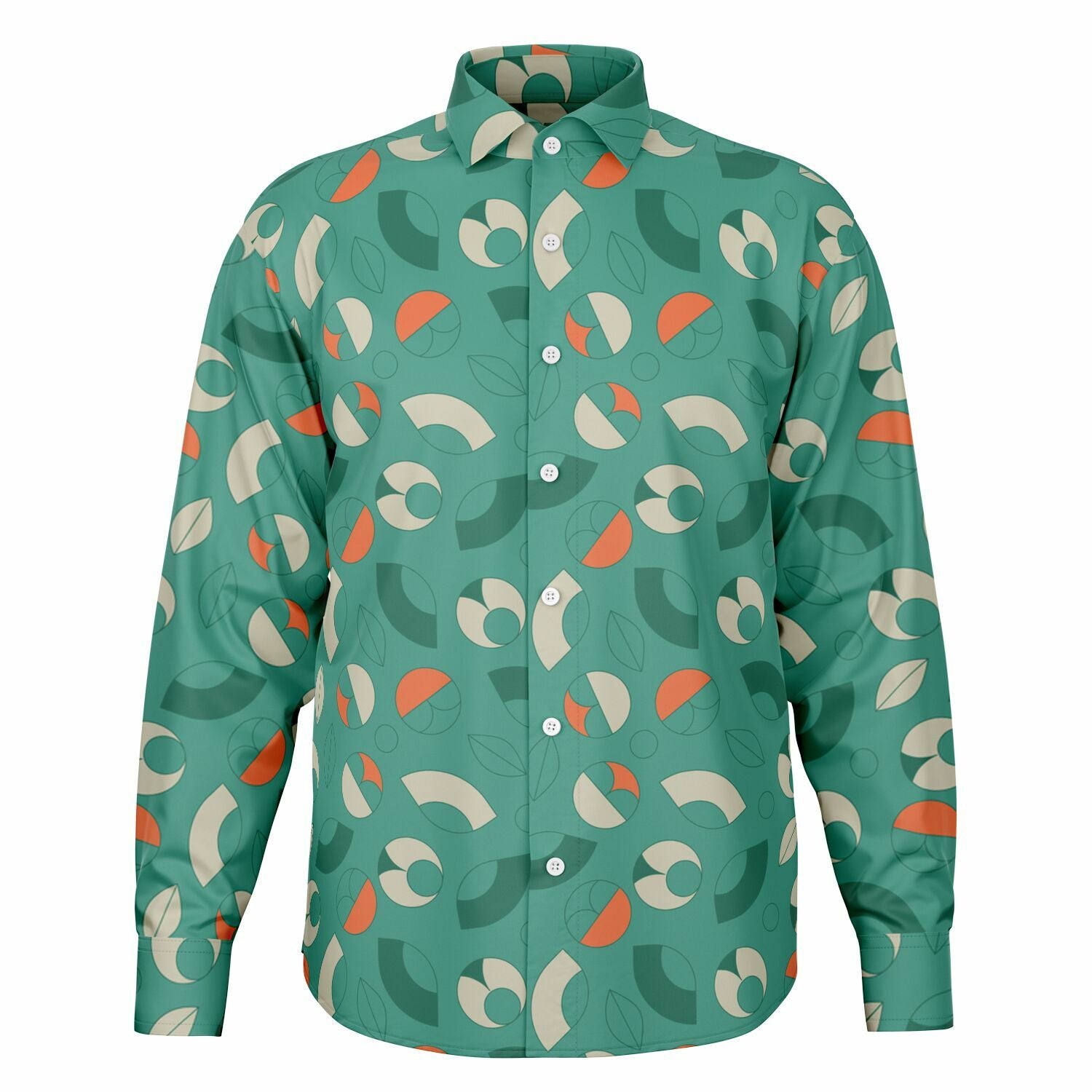 CHEMISE HOMME VERTE - MANCHES LONGUES - motifs géometriques