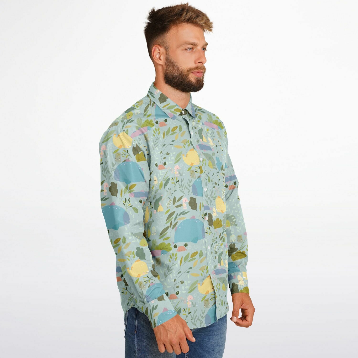 chemise florale pour homme en vert clair