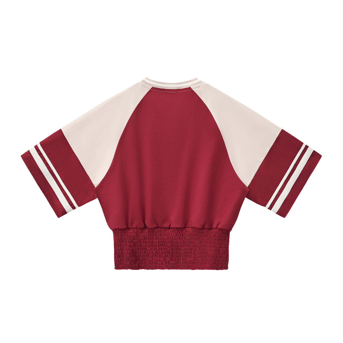 Packshot dos du sweat crop raglan original femme rouge / abricot