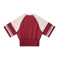 Packshot dos du sweat crop raglan original femme rouge / abricot