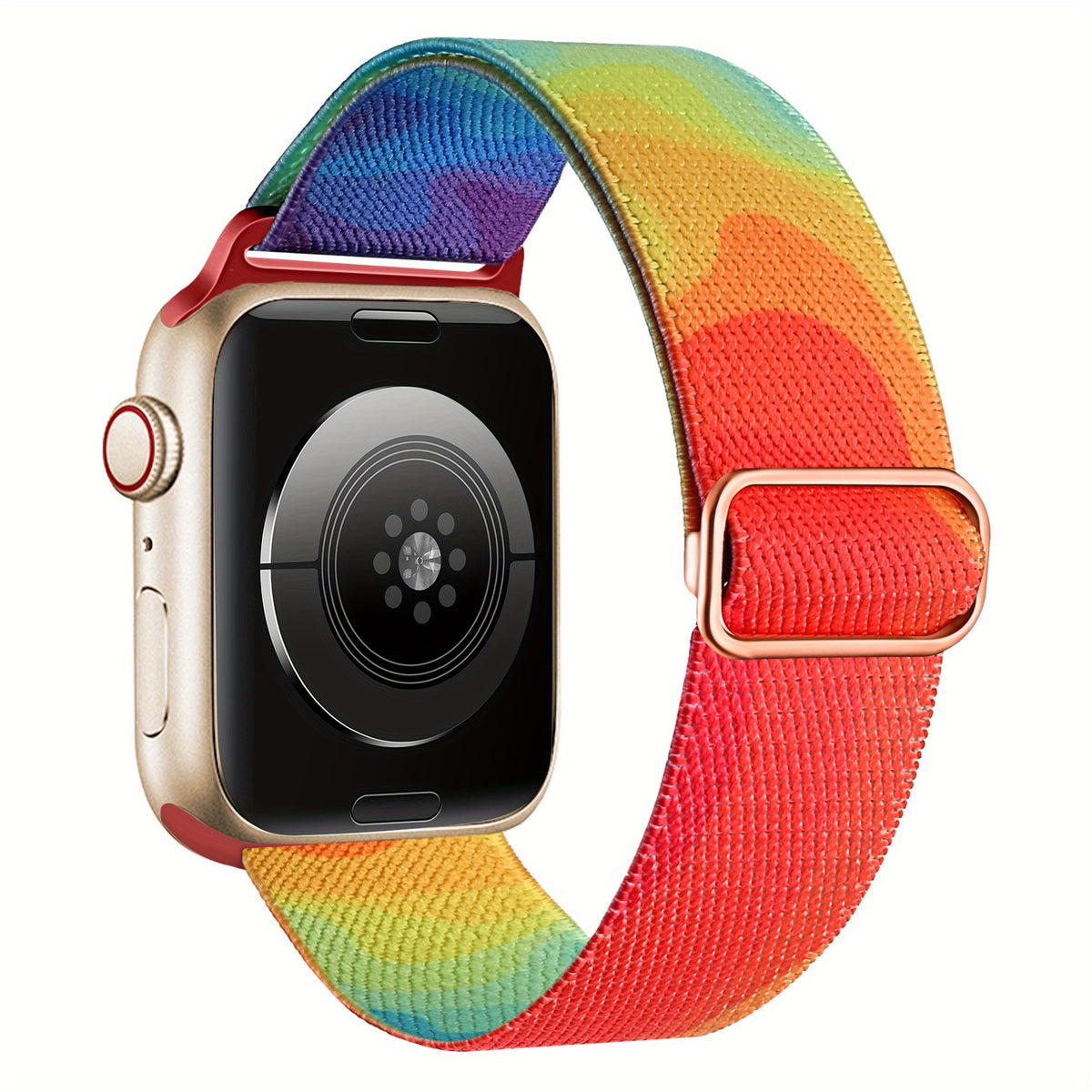Bracelet Apple Watch en nylon motif peinture, coloris arc-en-ciel vif