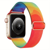 Bracelet Apple Watch en nylon motif peinture, coloris arc-en-ciel vif