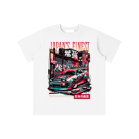 T-shirt oversized enfant Japan's Finest en blanc - imprimé voiture JDM dans une rue en néons