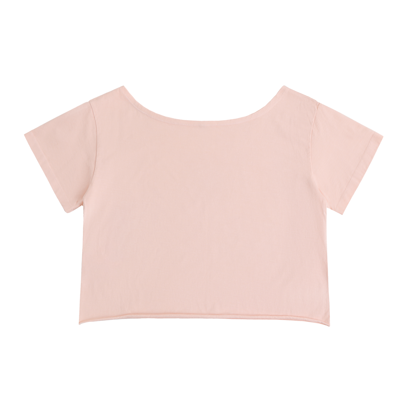 Dos du crop top femme rose poudré - encolure bateau ouverte et longueur courte au-dessus de la taille