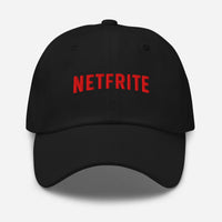 Casquette belge NETFRITE noire, broderie rouge parodie Netflix – vue de face
