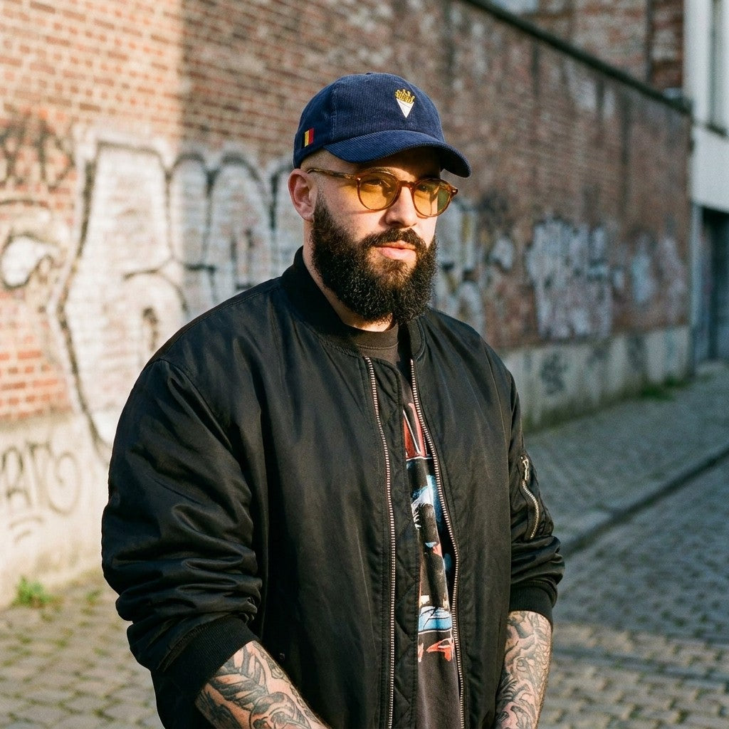 Casquette belge en velours côtelé frites - look streetwear homme