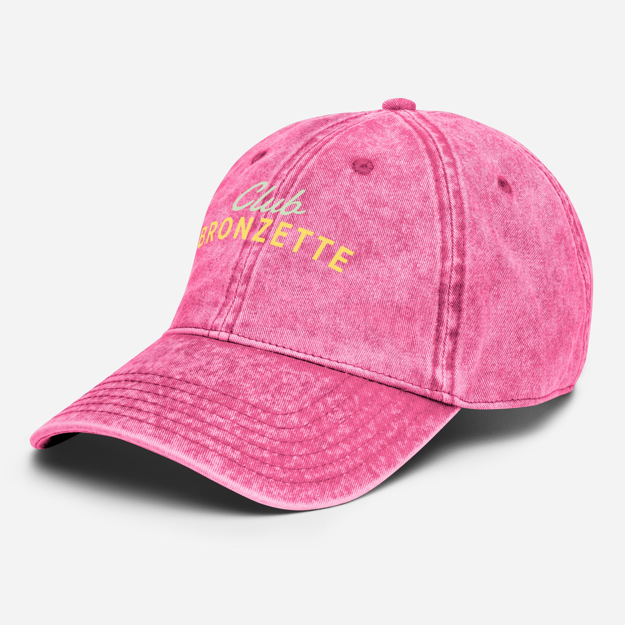 Casquette bronzette originale rose délavée vue trois quarts gauche, broderie été