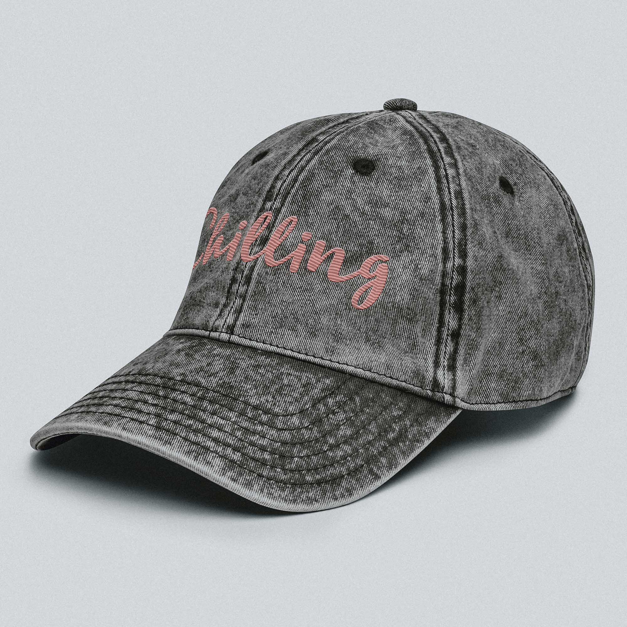 Casquette femme « Chilling » – Gris Délavé &amp; Broderie Rose
