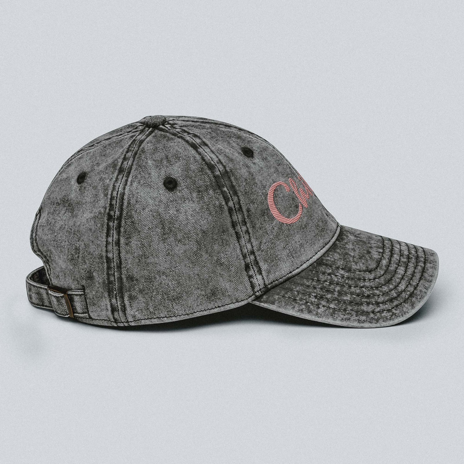 Casquette Femme « Chilling » – Gris Délavé Brodé Rose
