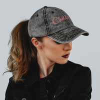 Casquette Femme « Chilling » – Gris Délavé Brodé Rose