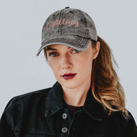 Casquette Femme « Chilling » – Gris Délavé Brodé Rose