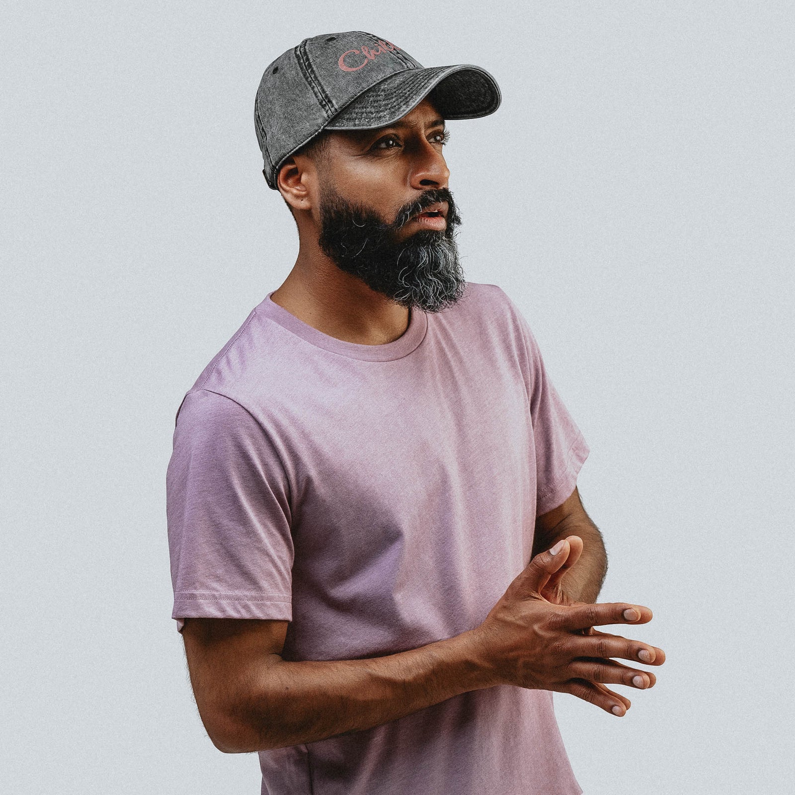 Casquette Femme « Chilling » – Gris Délavé Brodé Rose