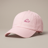 Casquette femme rose pastel brodée oiseau, packshot trois-quarts fond neutre