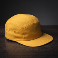 Casquette five panel jaune moutarde unie, visière plate
