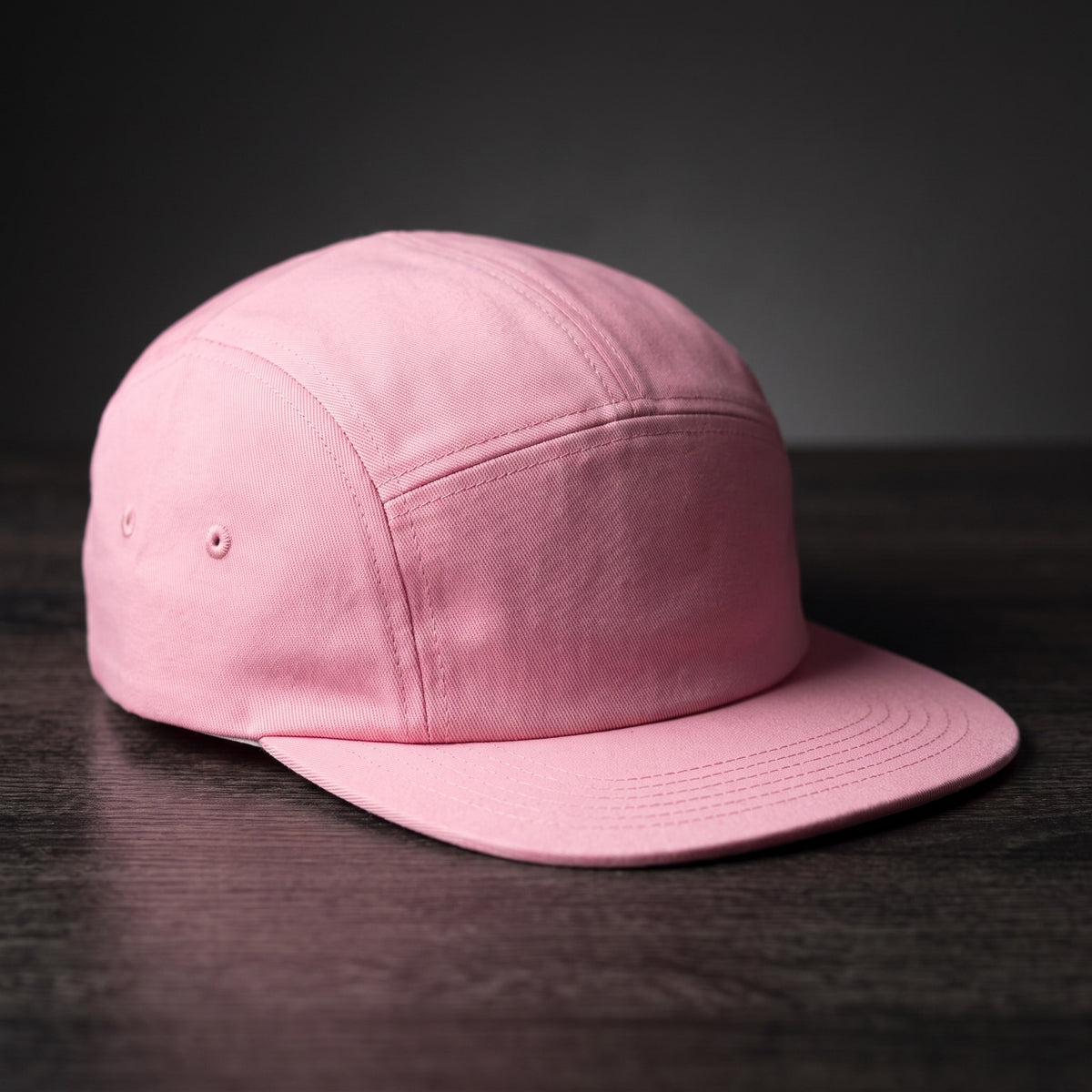 Casquette five panel rose clair unie, visière plate