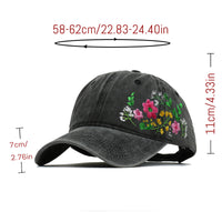 Casquette de baseball fleurs brodée – guide des tailles, réglable 58-62 cm