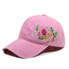 Casquette de baseball rose poudré brodée de fleurs sauvages vintage – profil
