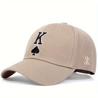 Casquette poker Roi de Pique kaki brodée homme, coupe baseball ajustable