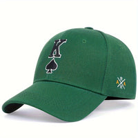 Casquette poker Roi de Pique vert foncé brodée homme, casquette baseball originale