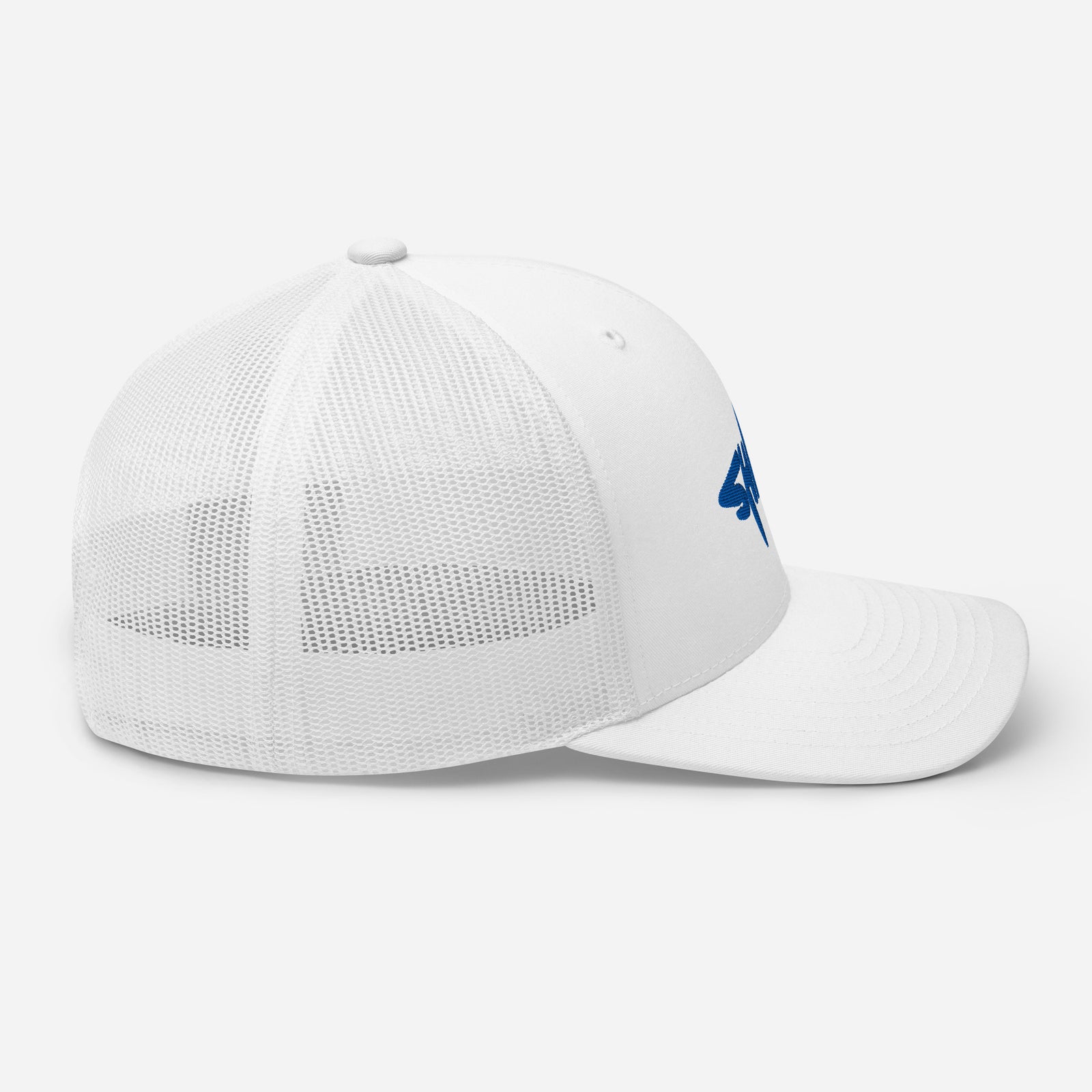 Casquette trucker requin SHARK blanche, profil droit, panneaux mesh