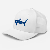 Casquette requin SHARK blanche vue de trois quarts gauche, design original brodé