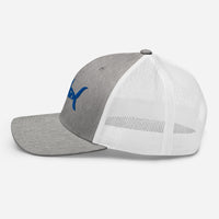 Casquette trucker requin SHARK gris chiné, profil gauche avec visière Permacurv