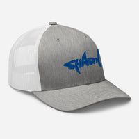 Casquette requin SHARK gris chiné vue de trois quarts droit, design requin brodé